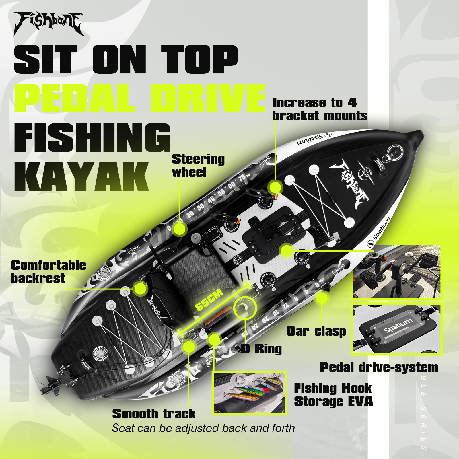 スペースペダルカヤック インフレータブルフィッシングカヤック - Fishing Kayak Sit On Top のレビューと価格
